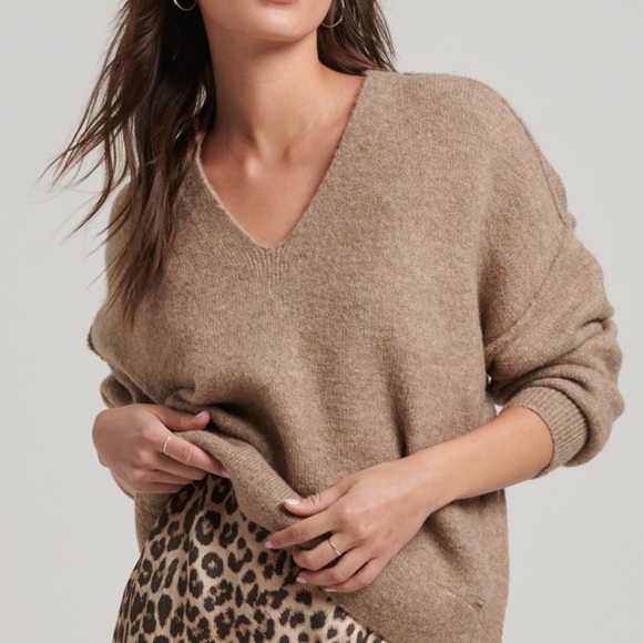 Free People Brown Alpaca Wool Blend V-Neck Sweater - Picture 1 of 11